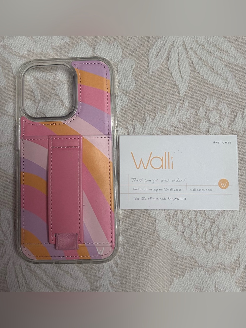 Wallis Pink Purple Gold Stripe Phone Case with Card Strap